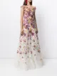 Marchesa Notte Vestido gola V com bordado floral