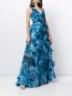 Marchesa Notte فستان برقبة V وزينة أبليكة