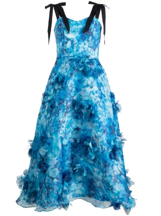 marchesa notte floral appliqué midi gown