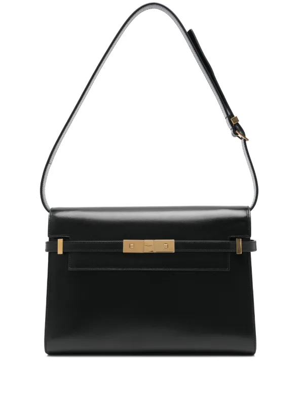 Saint Laurent Manhattan shoulder bag women Calf Leather Brass One Size Black