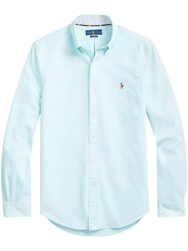 Gucci - Men - logo-embroidered Cotton Oxford Shirt Blue - UK/US 15.5