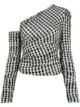 Image 1 of David Koma houndstooth-print one-shoulder top
