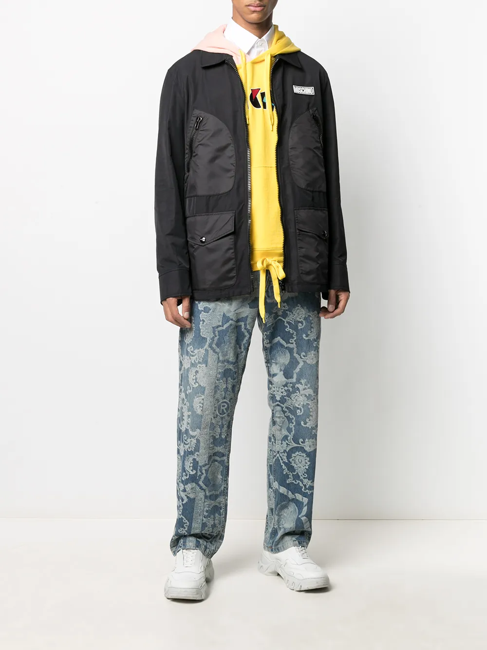 фото Moschino худи в стиле колор-блок с логотипом