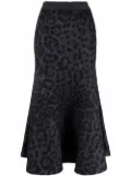 Valentino Garavani leopard pattern flared knitted skirt - Grey