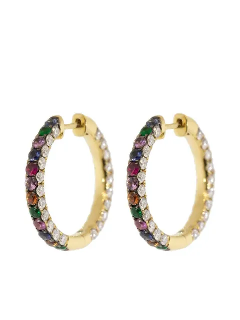 graziela 18kt yellow gold diamond large Rainbow hoop earrings