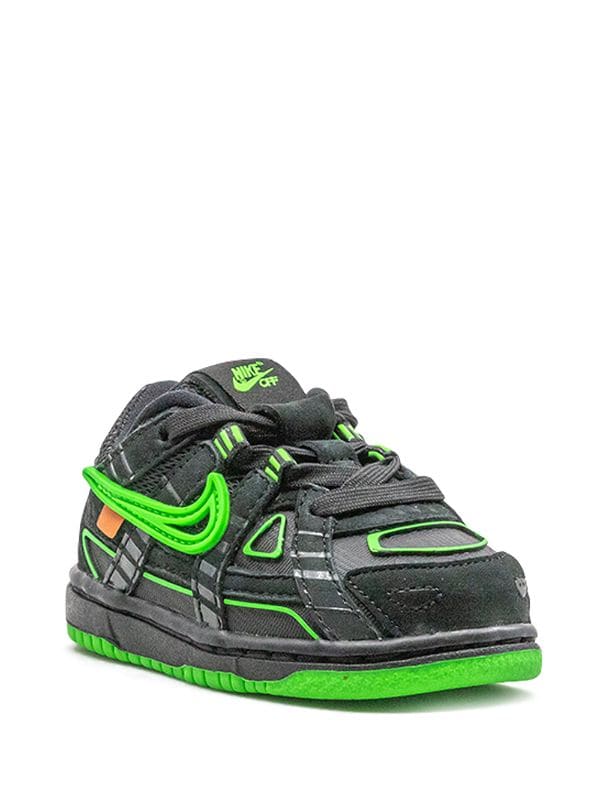 Size 6c, Nike Air Rubber Dunk x off-white Black/green strike