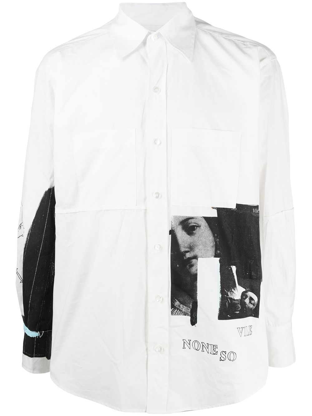 Enfants Riches Deprimes Patchwork Shirt With Graphic Print In White