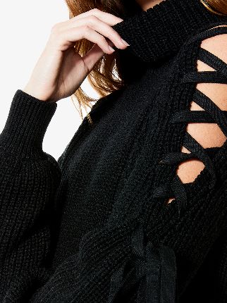 lace-up roll neck jumper展示图