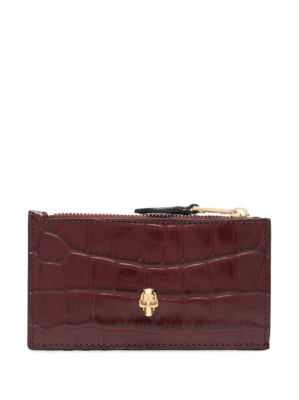 

Alexander McQueen crocodile-effect leather cardholder - Red