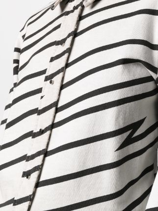stripe-pattern long-sleeve blouse展示图