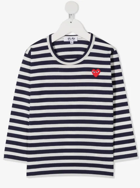 Comme Des Garçons Play Kids heart-patch striped T-shirt