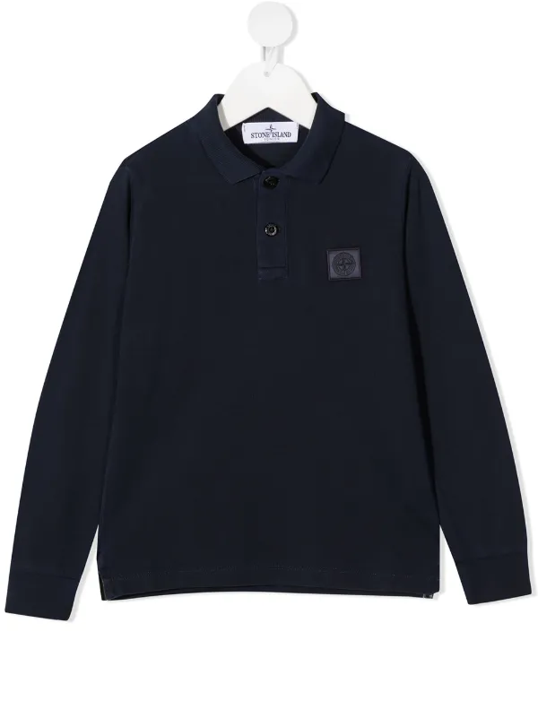 stone island long sleeve polo black