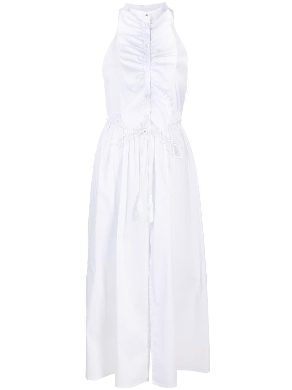 Patrizia Pepe Ruffle-bib Shirt Dress In White