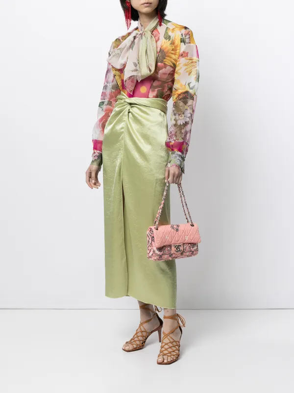 CHANEL Pre-Owned 2008 Quilted Floral Print Shoulder Bag