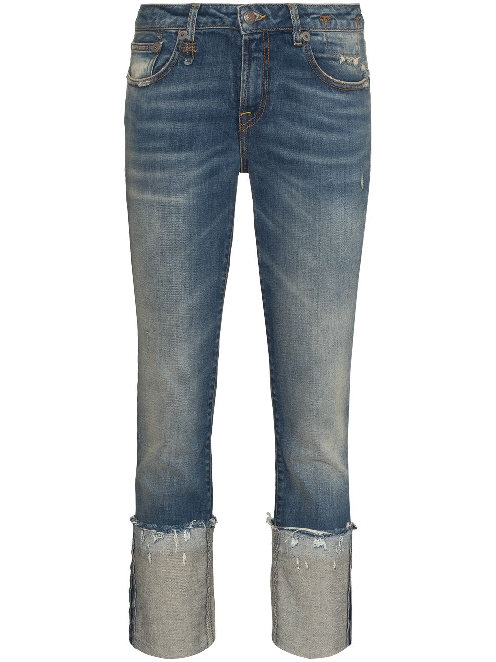 фото R13 укороченные джинсы скинни kate с эффектом потертости