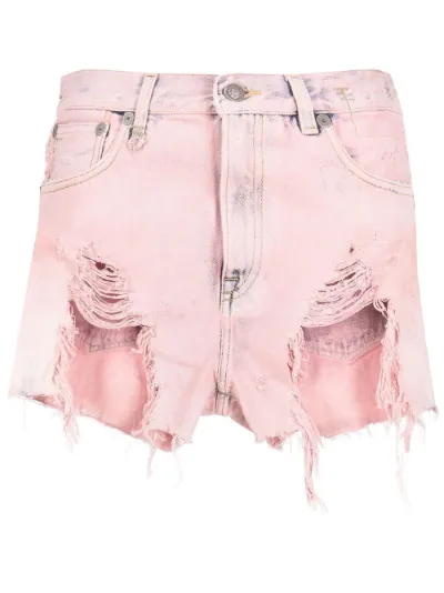mid-rise shredded denim shorts | R13 