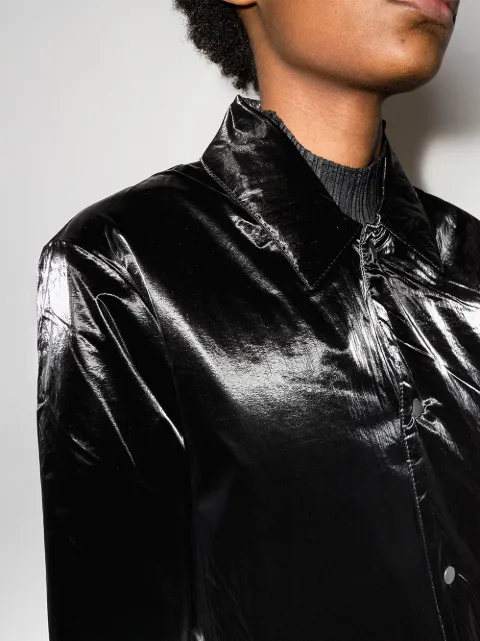 black cropped rain mac