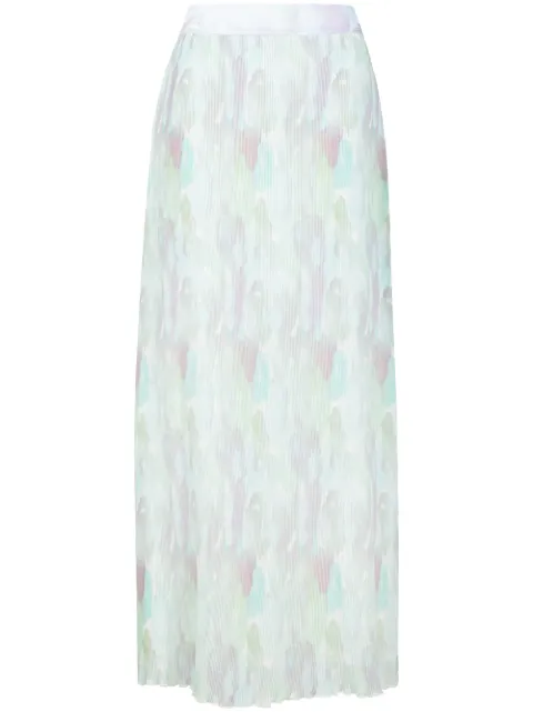 Shop GANNI pleated georgette maxi skirt 