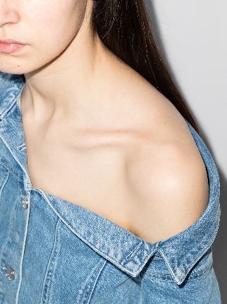 Rebecca one-shoulder denim jacket展示图