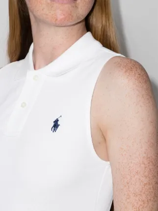 logo-embroidered sleeveless polo top展示图