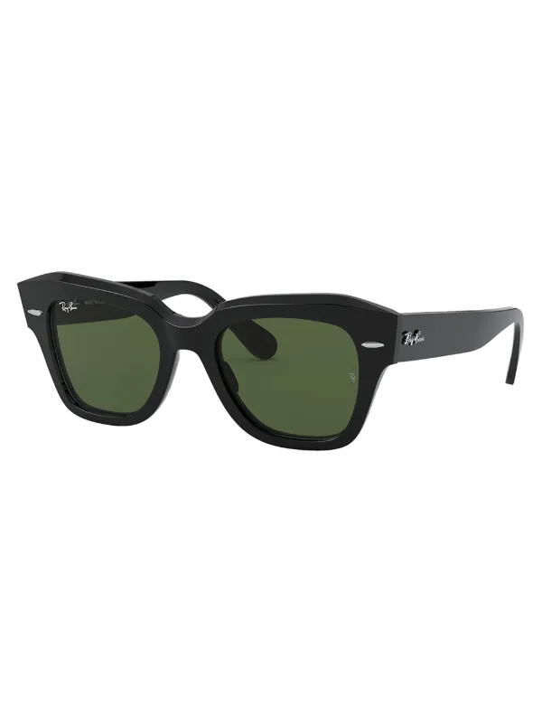 Ray-Ban - State Street Sunglasses - Black Frame Green Lens Ray-Ban RB2186 sunglasses for men or women in Black main image 4