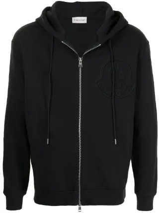 Moncler logo-embroidered zipped hoodie 