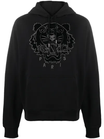 tiger logo embroidered hoodie | Kenzo 