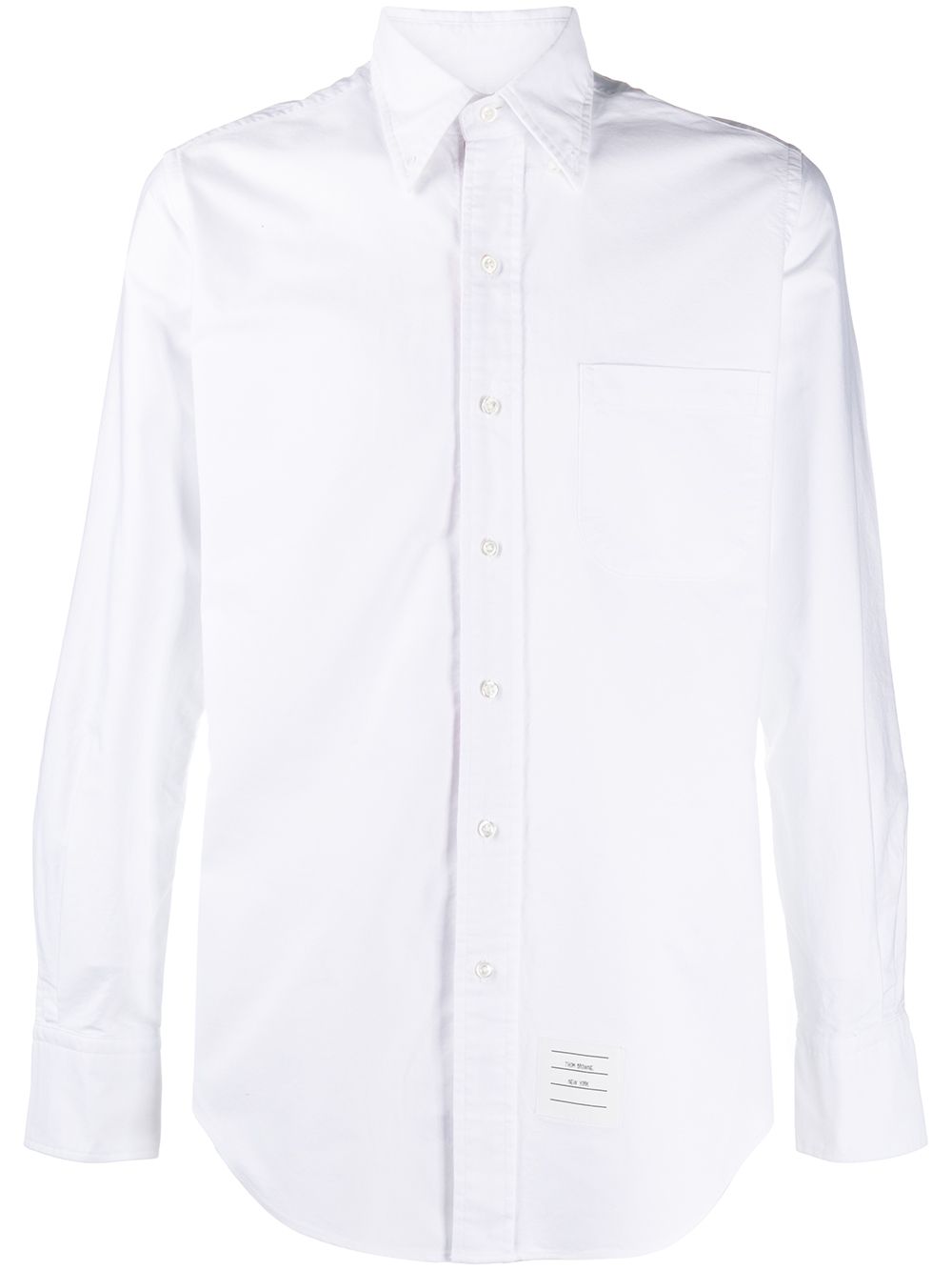 Thom Browne Grosgrain Long Sleeve Shirt In White