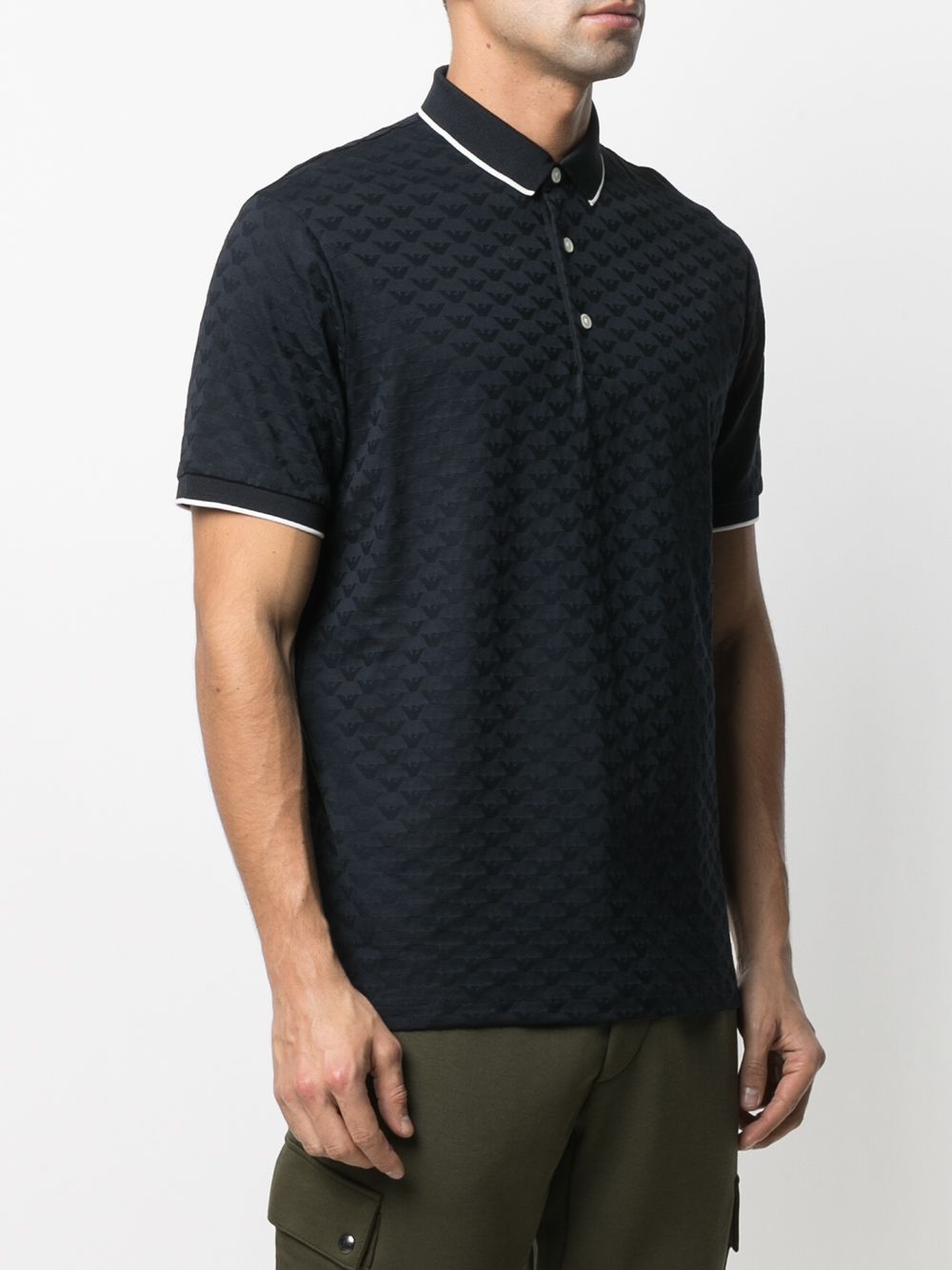 Emporio Armani Textured Knit Polo Shirt - Farfetch