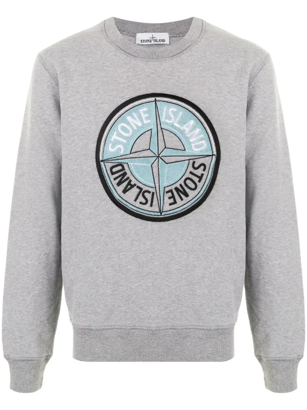 stone island logo embroidered sweatshirt