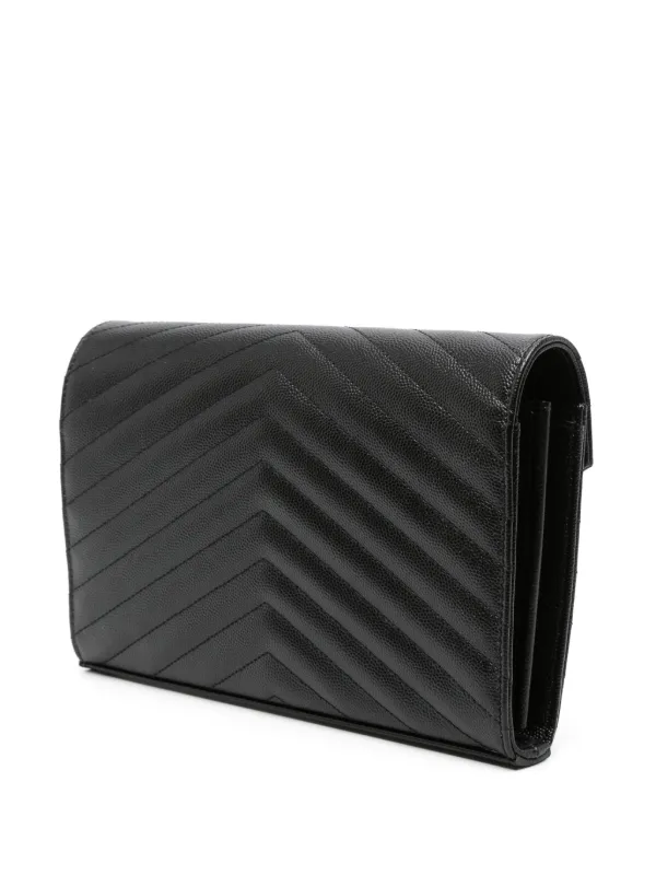 【関税&送料込】Saint Laurent Cassandre Black Smooth Leather SAINT LAURENT Cassandre leather clutch | NET-A-PORTER