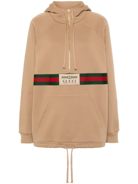 Gucci Web-stripe cotton hoodie