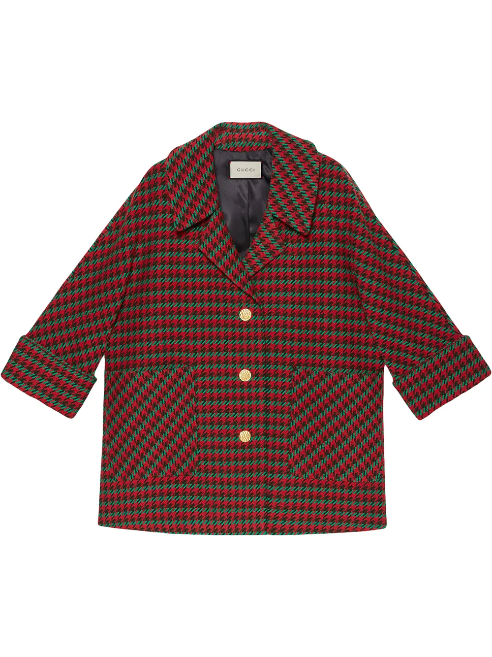 Gucci Houndstooth Buttoned Coat Farfetch