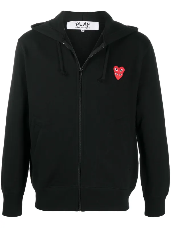 Comme Des Garçons Play heart-embroidered zip-up Hoodie - Farfetch