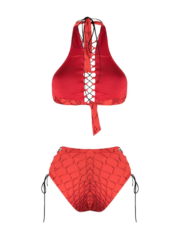 Noire Swimwear Addicted Snakeskin Print Bikini Farfetch