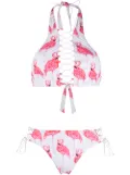 Noire Swimwear Addicted Flamingo lace-up bikini - White