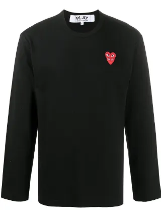 Comme Des Garçons Play Camiseta Com Bordado Two Heart | Preto