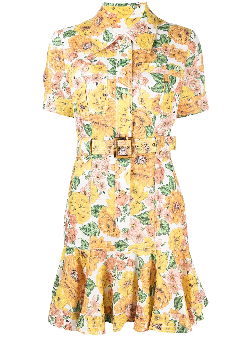 Click to view more detailed imagery on our partner's website Zimmermann Floral Shift Shirt Dress In Yellow
