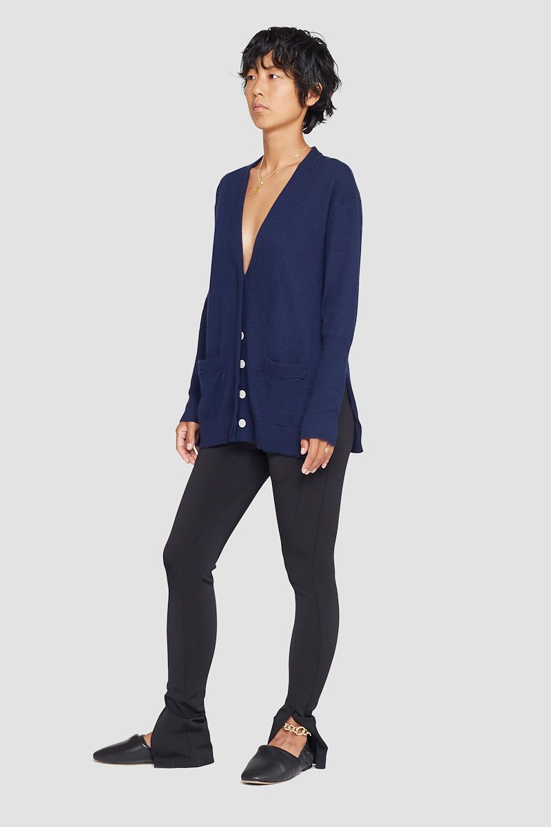 The Cashmere Cardigan With Side Slits-blue #1 The Cashmere Cardigan With Side Slits, NAVY Wool or fine animal hair->Cashmere The Cashmere Cardigan With Side Slits from 3.1 Phillip Lim. - 1