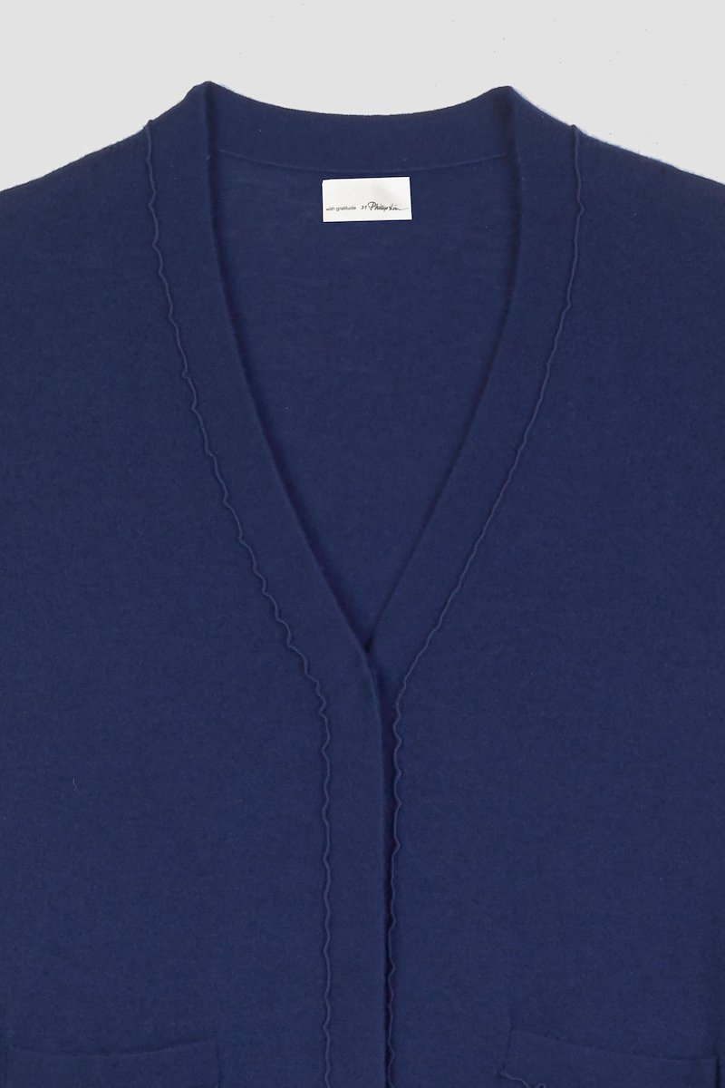 The Cashmere Cardigan With Side Slits-blue #0 The Cashmere Cardigan With Side Slits, NAVY Wool or fine animal hair->Cashmere The Cashmere Cardigan With Side Slits from 3.1 Phillip Lim. - 6