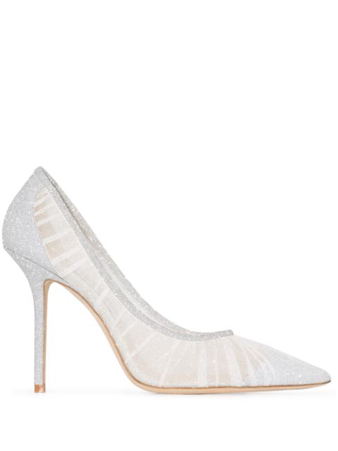Shop silver Jimmy Choo Love 85mm tulle pumps with Express Delivery ...