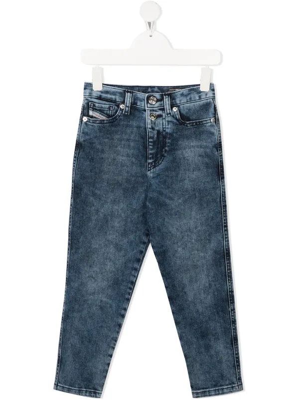 Shop Diesel Kids acid-wash jeans with 