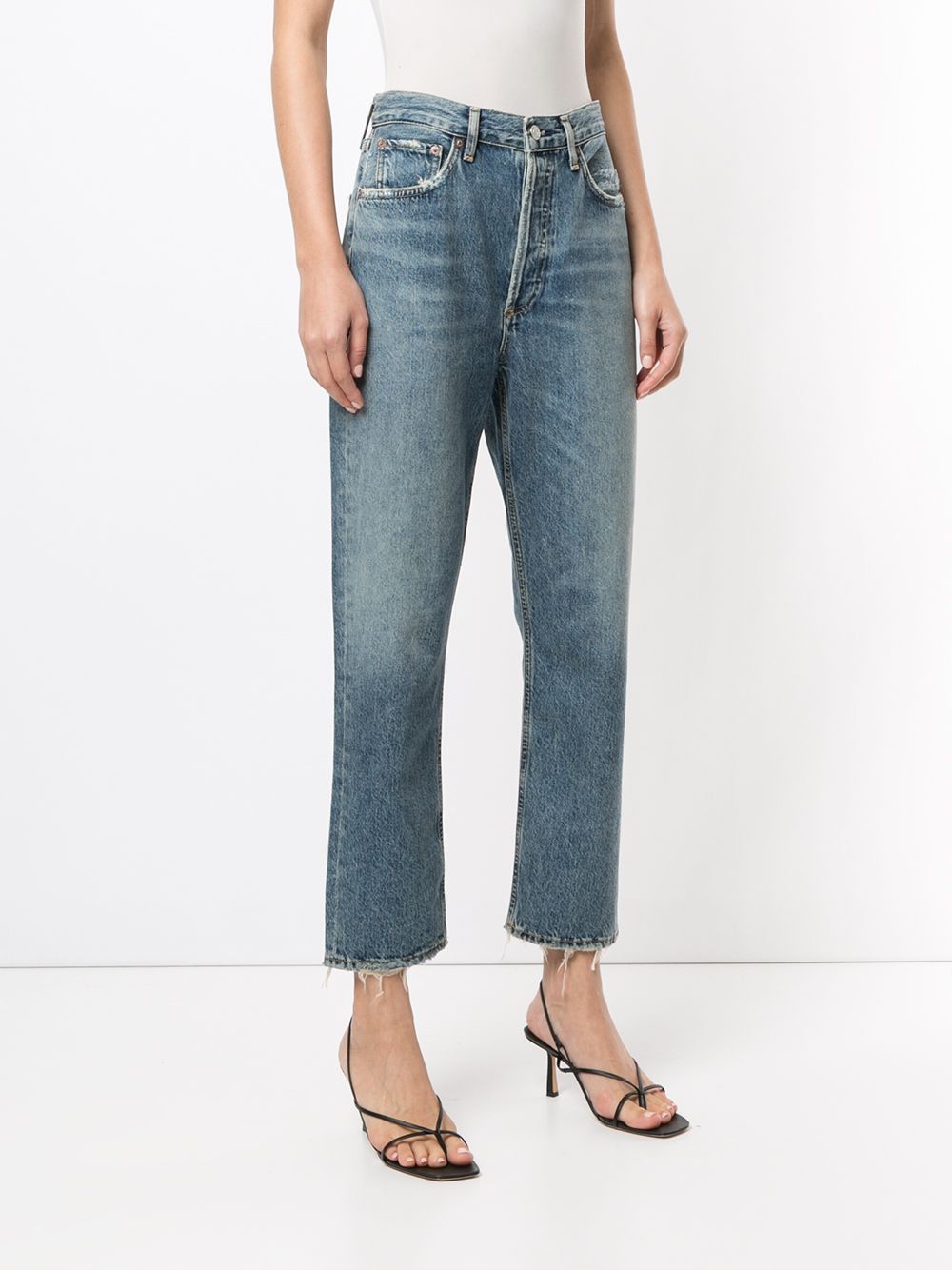 Shop Agolde High Rise Riley Jeans In Blue