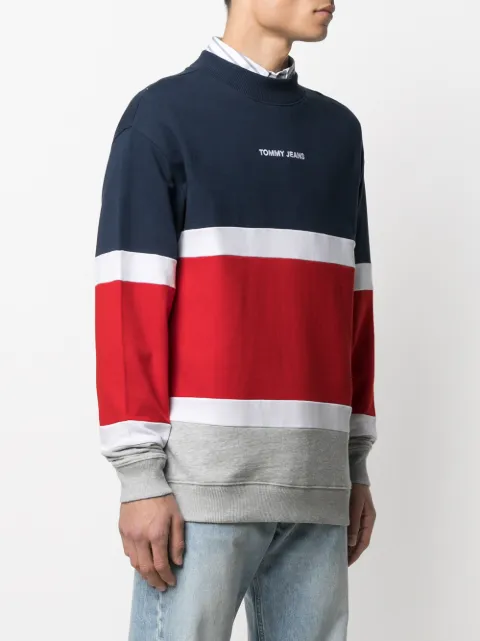 Shop blue \u0026 red Tommy Jeans colour-block panelled sweatshirt with Express  Delivery - Farfetch