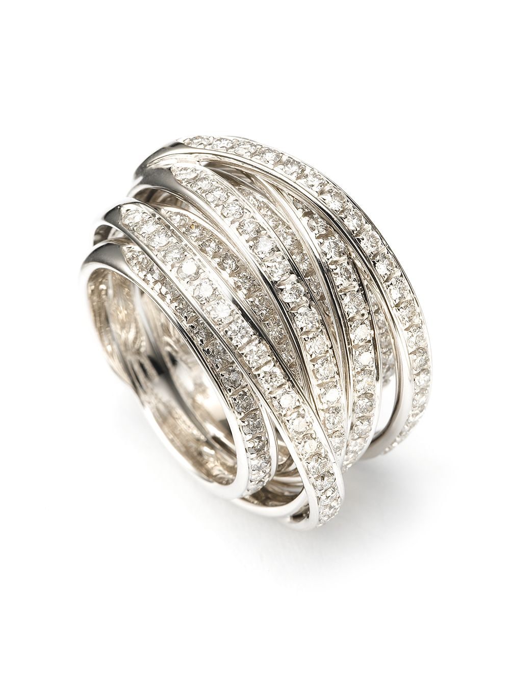 Mattioli 18kt White Gold Diamond Coil Ring In Silver