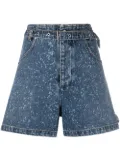 MSGM paint-splatter print denim shorts - Blue