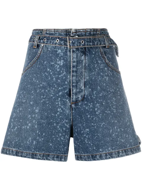 MSGM paint-splatter print denim shorts