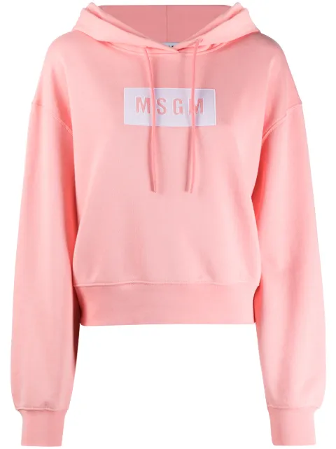 MSGM logo print cotton hoodie