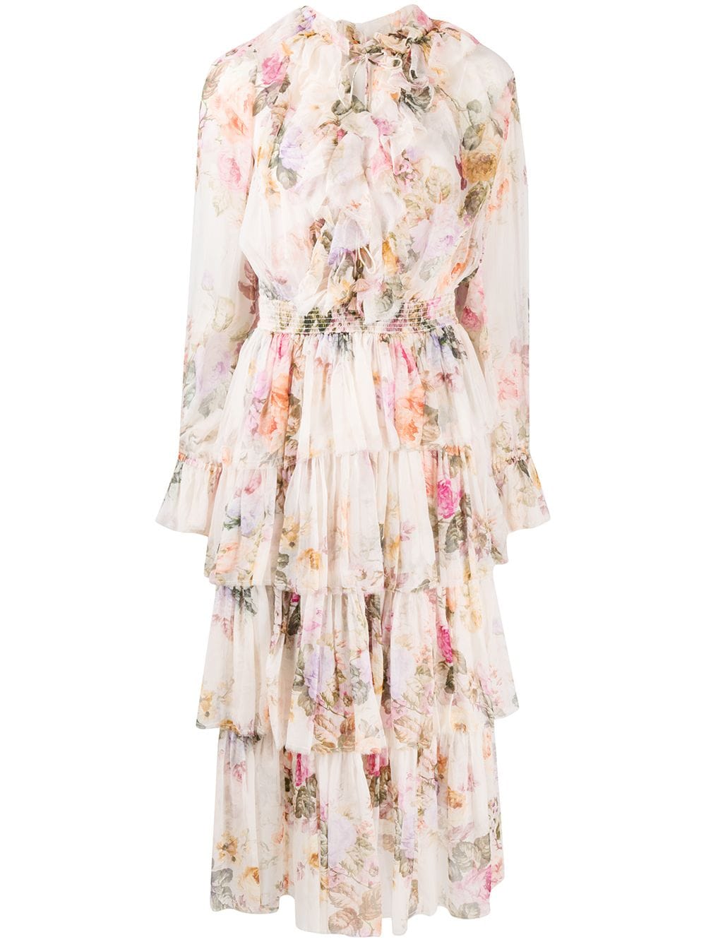 ZIMMERMANN Brighton Tiered Frill Midi Dress - Farfetch