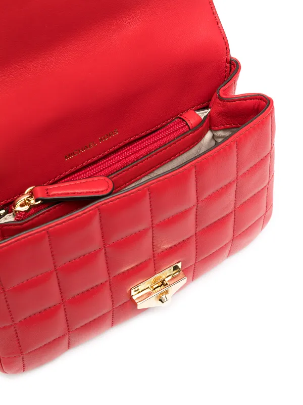 michael kors red bolsa with gold chain